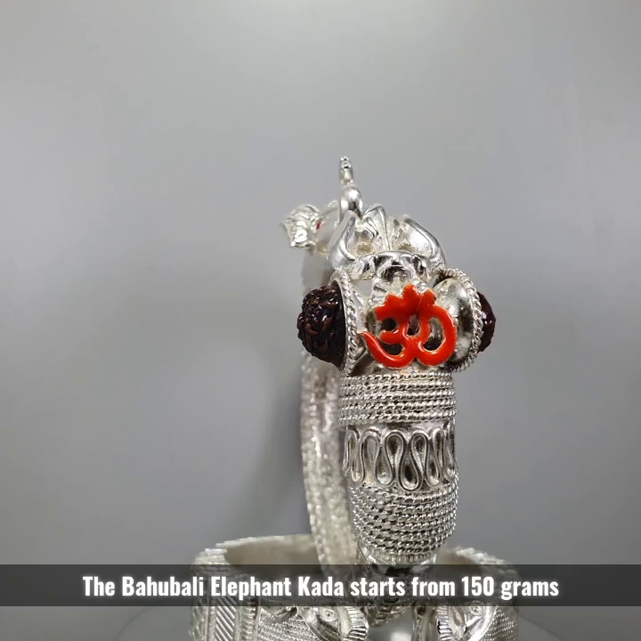 200gm 99 PURE SILVER HANDMADE TRISHUL ELEPHANT KADA SOLID PDJ Mart