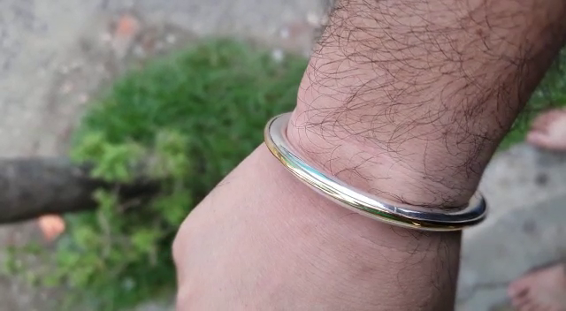 60gm PURE SILVER HANDMADE GOLDEN RHODIUM OPEN CUFF FOR LADIES AND GENTS - Image 2