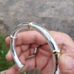 60gm PURE SILVER HANDMADE GOLDEN RHODIUM OPEN CUFF FOR LADIES AND GENTS