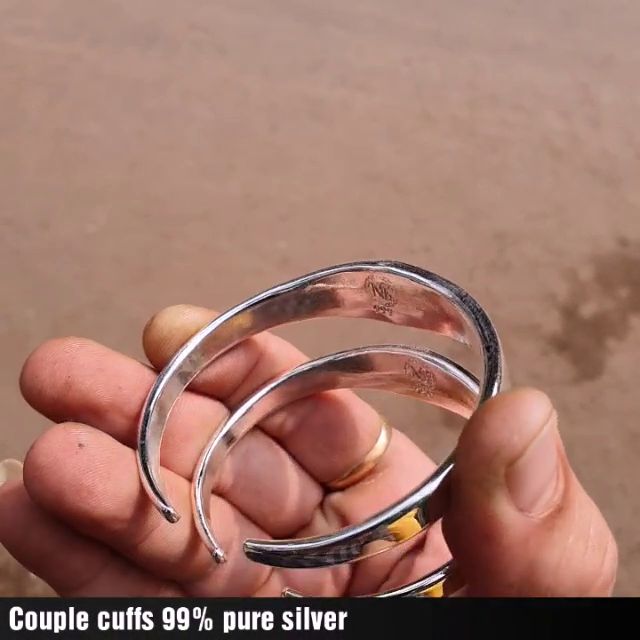 100gm 99% Pure SILVER NAME WRITTEN COUPLE KADA WIDTH 10mm - Image 4