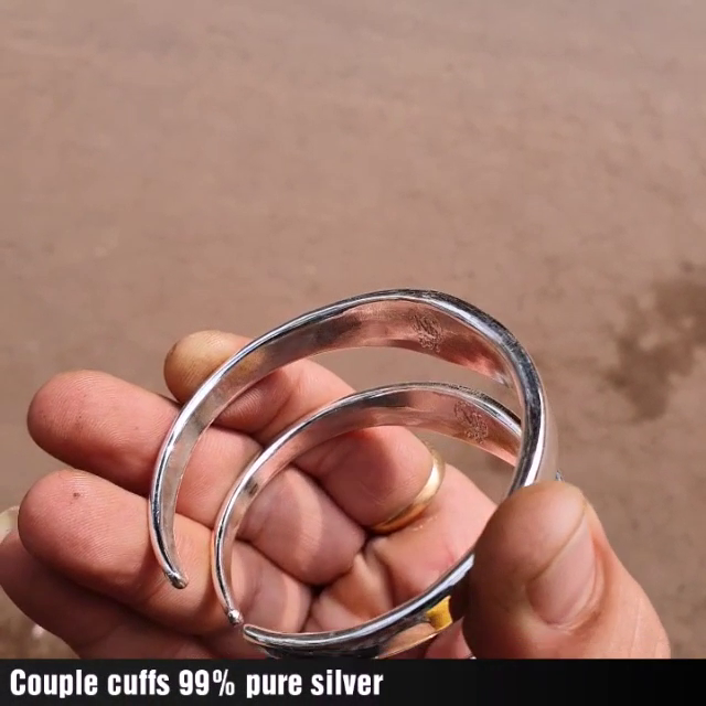100gm 99% Pure SILVER NAME WRITTEN COUPLE KADA WIDTH 10mm - Image 6