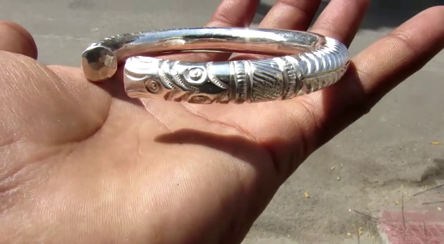 150gm 99% Pure SILVER HANDMADE TECHNICAL GURUJI KADA FOR MEN (New Pattern) - Image 2