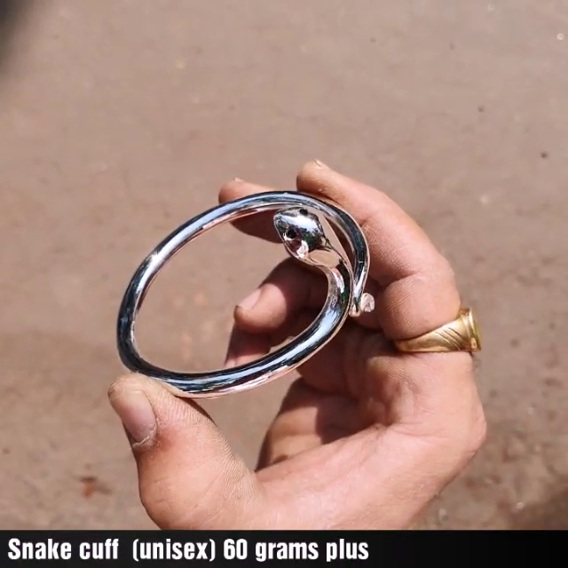 60gm 99% Pure SILVER SNAKE KADA MEN WITH MIRROR FINISH - Image 7