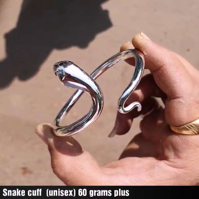 60gm 99% Pure SILVER SNAKE KADA MEN WITH MIRROR FINISH - Image 5