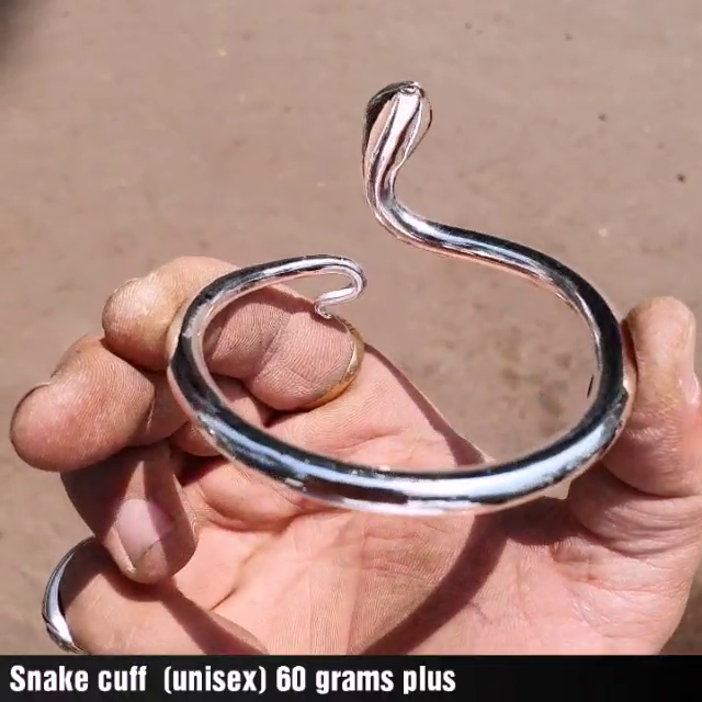 60gm 99% Pure SILVER SNAKE KADA MEN WITH MIRROR FINISH - Image 3