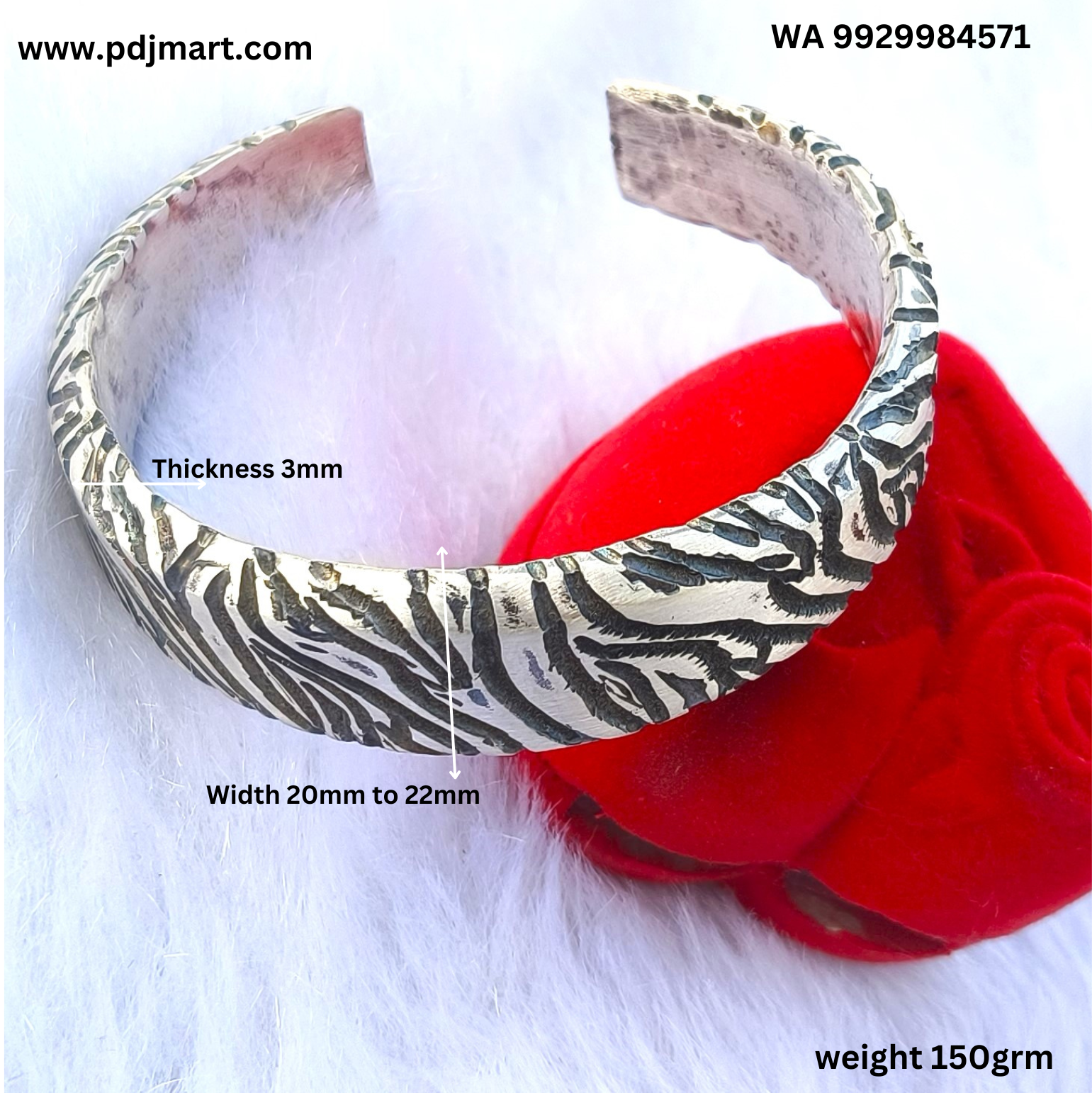 150gm 99% Pure SILVER HANDMADE CHITAKAARI KADA WITH OXIDATION - Image 10