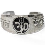 200gm 99% PURE SILVER HANDMADE OM TRISHUL DAMARU  CUFF SOLID 22MM WIDTH SLOW FAST
