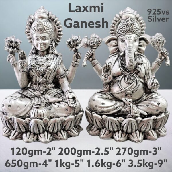925 Hollow Laxmi Ganesh Multiples Sizes